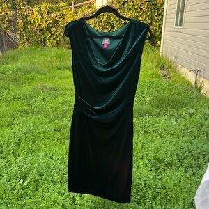 Vince Camuto Dark Green Velvet Midi Dress
